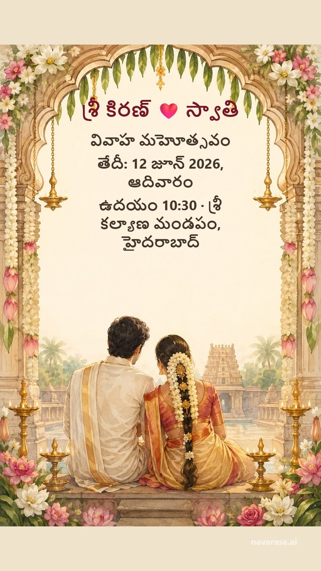 Classic Telugu wedding-card invitation