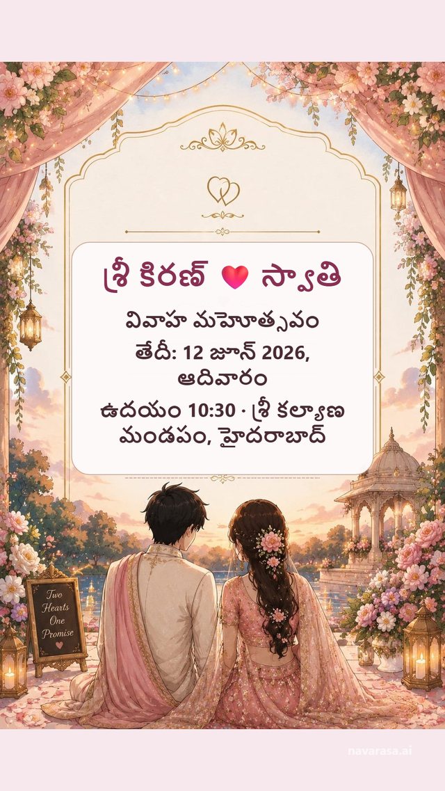 Blush wedding-card invitation with the couple's names